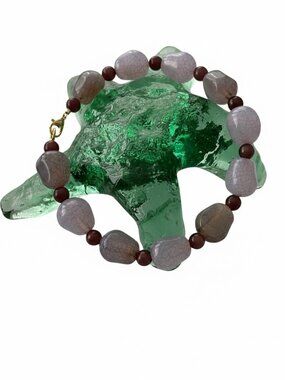 Glass Beads and Amethyst Bracelet Purple